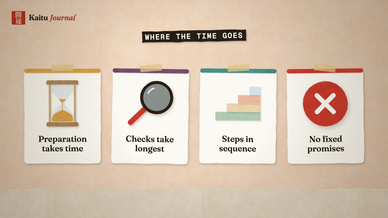 A papercraft hourglass beside a winding paper road and small milestones